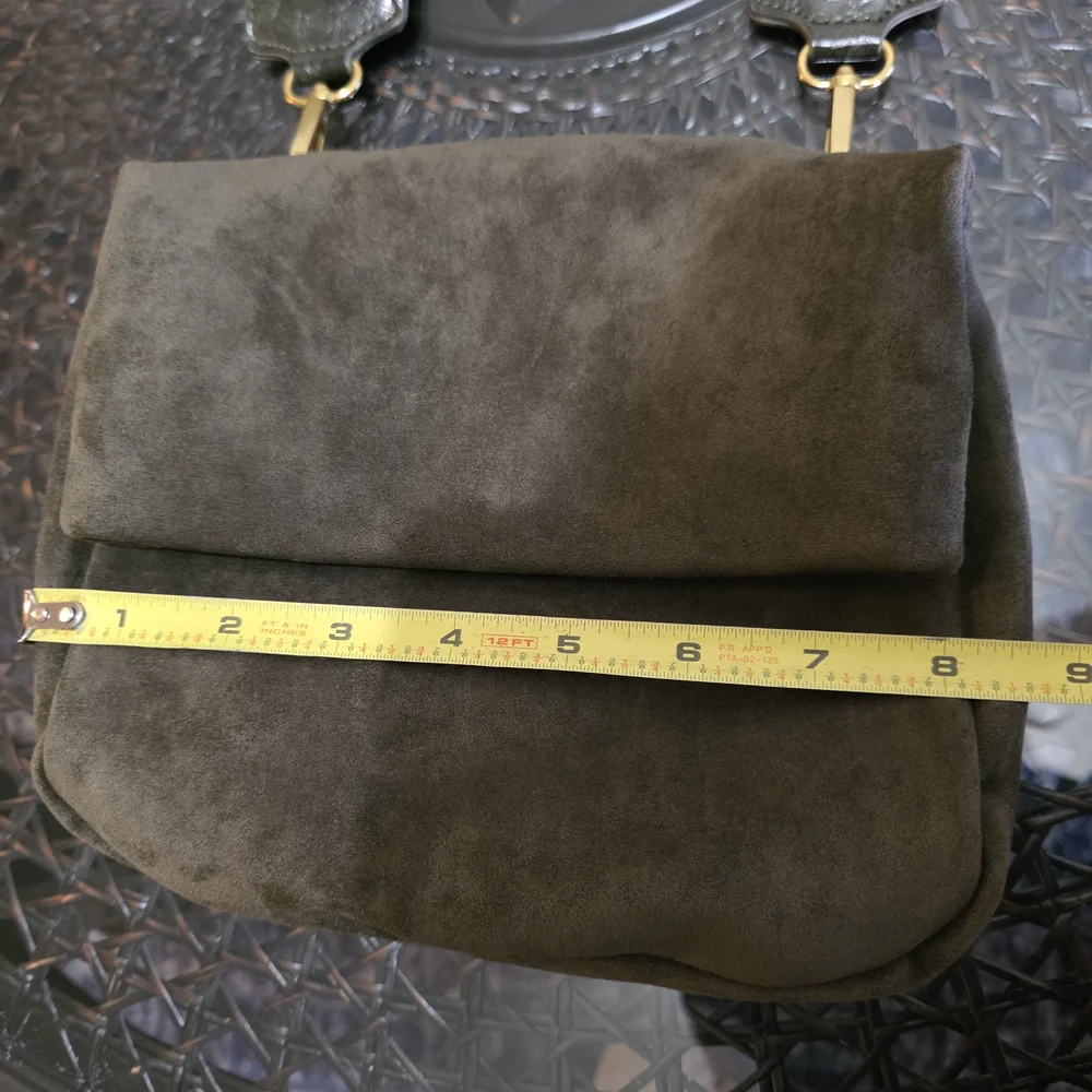 Anthropologie Olive Green Suede Crossbody Handbag Clutch Purse